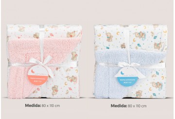 Manta Infantil 80x110 Doble Textura INTERBABY Borreguito Elefant