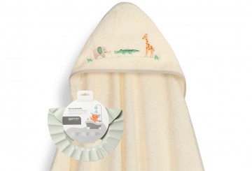 INTERBABY Capa Baño Bordada Algodón + Gorro Savanna 01276-05