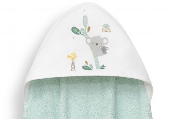 INTERBABY Capa Baño 100x100 Algodón + Gorro Baño Koala Estampado