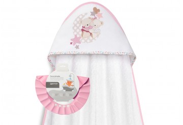 INTERBABY Capa Baño Estamp. Algodón + Gorro Flores Petalos 01279