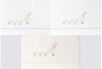 INTERBABY - Sábana Algodón+Chupetero Patitos Familia 03343 Cuna