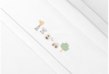 INTERBABY Sábana Algodón Bordada+Chupet. Granja Koala 03345 Cuna