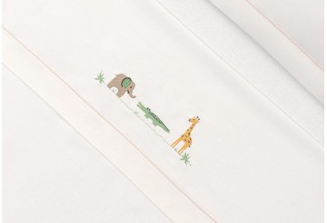 INTERBABY - Sábana Algodón Bordada+Chupetero Savanna 03346 Cuna