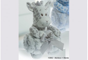 Peluche Jirafa + Manta Estrellas GAMBERRITOS 10862 gris