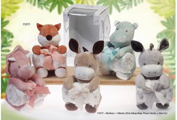 Peluche + Manta Estampada GAMBERRITOS Animals TOP 11011