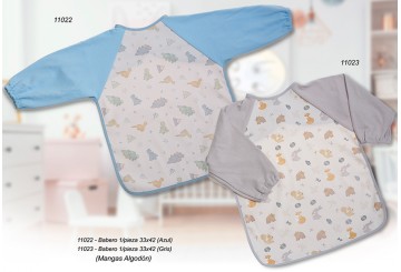 Babero Mangas Algodón 33x42 GAMBERRITOS Gris-Azul 11022-11023