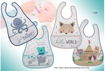 Babero Recogemigas 29x45 GAMBERRITOS Gris-Beige-Verde-Azul 11025