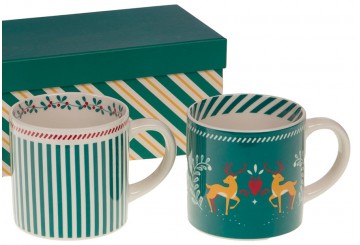 Pack 2 Tazas Mug 400 ml en Caja AMADEUS Navideñas Rudolf 168789