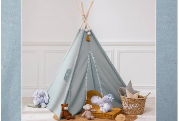 Tienda Tipi Infantil ATMOSPHERA Pomponetes Wapi azul