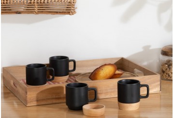 Set 4 Tazas Café+Base Bambú 12cl SG Café de la Place 176953