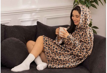 Plaid Sudadera Mangas y Capucha ATMOSPHERA Piel Leopardo 181122D