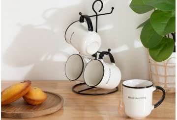 Set Estante 4 Tazas Café Porcelana 20cl SG Good Morning 196469