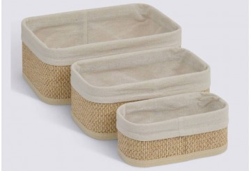 Set 3 Cestas Almacenamiento ATMOSPHERA Stemy beige 204980B