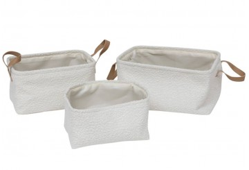 Set 3 Cestas Rectangulares ATMOSPHERA Loe Bouclé blanco 206254
