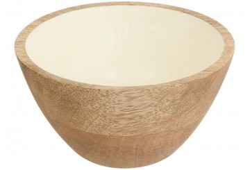 Cuenco Bol Madera Mango D-13 cm ATMOSPHERA Inaya blanco 212205B