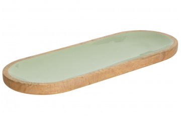 Plato Largo Madera Mango 40cm ATMOSPHERA Inaya verde 212209A