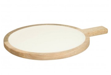 Plato Redondo Madera Mango 49,5cm ATMOSPHERA Inaya blanco 212210