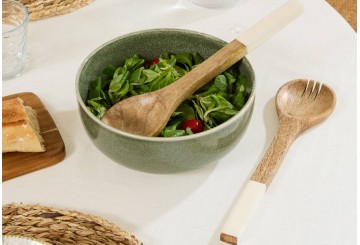 Juego Cubiertos Ensalada Madera Mango ATMOSPHERA Inaya blanco