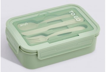 Fiambrera Tupper con Cubiertos ATMOSPHERA To Go verde 213568