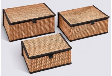 Set 3 Cajas Almacenamiento ATMOSPHERA Stemy negro 214726A