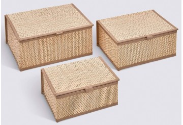 Set 3 Cajas Almacenamiento ATMOSPHERA Stemy beige 214726B