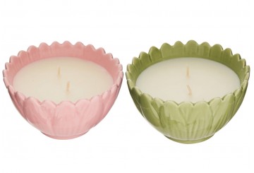 Vela Perfumada Recipiente Flor ATMOSPHERA Rosa-Verde 214829