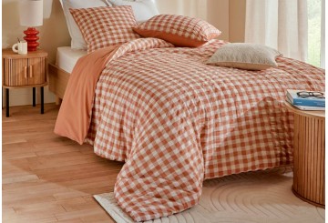 Funda Nórdica Estampada Algodón ATMOSPHERA Vichy terracota