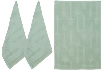 Set 2 Paños Cocina Rizo 45x70 ATMOSPHERA Terry verde 215374B