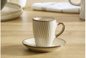 Set 2 Juegos Taza+Plato Café 90ml ATMOSPHERA Ella beige 217817A