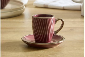 Set 2 Juegos Taza+Plato Café 90ml ATMOSPHERA Ella granate 217817