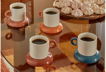 Set 4 Tazas Café+Plato 110ml ATMOSPHERA Homy Colours 217854
