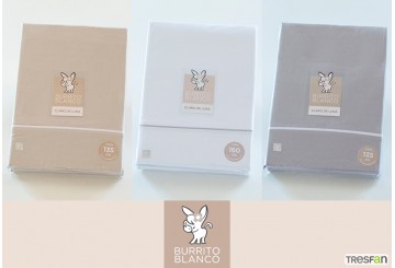 Juego Sábana Lisa BURRITO BLANCO Ribete Tono+Aplicación Ref.241