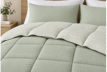 Edredón Nórdico BURRITO BLANCO Reversible Topos/Rayas 266 salvia