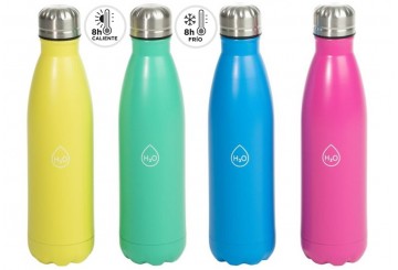 Botella Doble Capa 500ml Acero Inoxidable D'CASA H2O Fluor