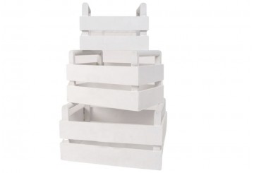 Set 3 Cajas Madera D'CASA Blanco 2689138