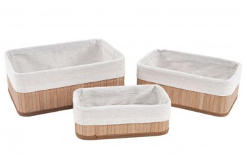 Set 3 Cestas Almacenamiento D'CASA Bambú Natural 2726376