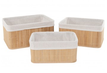 Set 3 Cestas Almacenamiento D'CASA Bambú Natural 2726407