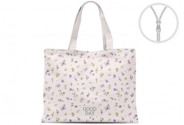 Bolsa Algodón XL Cremallera 47x42 D'CASA Good Day Flores 2827537