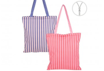 Bolsa con Cremallera Algodón D'CASA Rayas Rosa-Lila 2827639