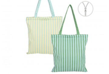 Bolsa con Cremallera Algodón D'CASA Rayas Amarillo-Verde 2827642