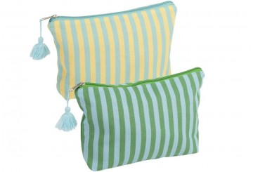 Neceser Cremallera Algodón D'CASA Rayas Amarillo-Verde 2827644