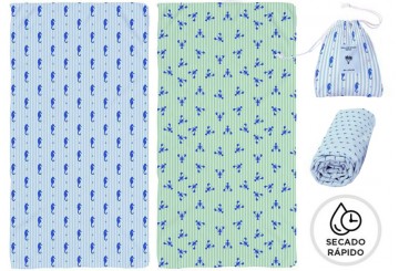 Toalla Playa + Bolsa Secado Rápido 90x170 D'CASA Mar 3067315