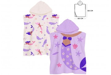 Poncho Playa Infantil Microfibra 60x60 D'CASA Sirenas 3067322