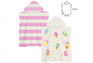 Poncho Playa Microfibra 60x60 D'CASA Rayas-Helados 3067324