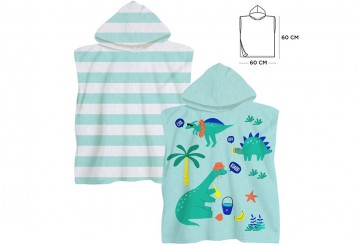 Poncho Playa Infantil Microfibra 60x60 D'CASA Raya-Dinos 3067328