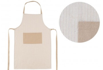 Delantal con Bolsillo Algodón 60x90cm D'CASA Rayitas Beig 306810