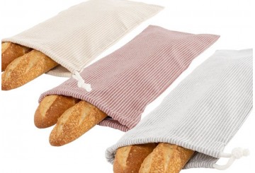 Bolsa de Pan Algodón D'CASA Rayitas Beige-Maquillaje-Gris