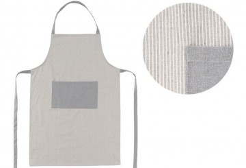 Delantal con Bolsillo Algodón 60x90cm D'CASA Rayitas Gris 306817