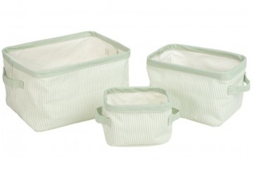 Set 3 Cestas Almacenamiento D'CASA Rayitas Calma verde 3098478