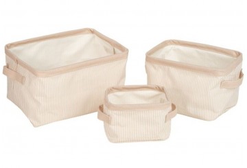 Set 3 Cestas Almacenamiento D'CASA Rayitas Calma rosa 3098483